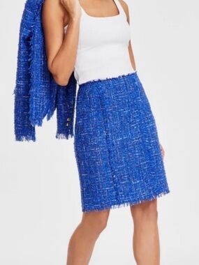 I.N.C. Blue Tweed mid-rise Skirt